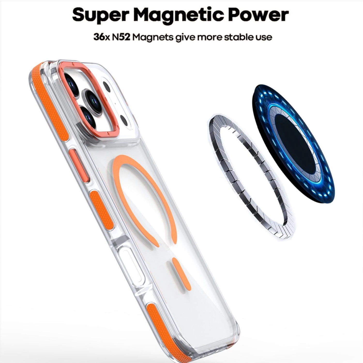 Thin Magnetic Clear Case with Camera Stand for iPhone 17 Pro Max