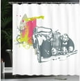 thumbnail image 4 of Ambesonne Vintage Shower Curtain, Retro Pop Classic Car, 69"Wx84"L, Lime Green Slate Blue, 4 of 5