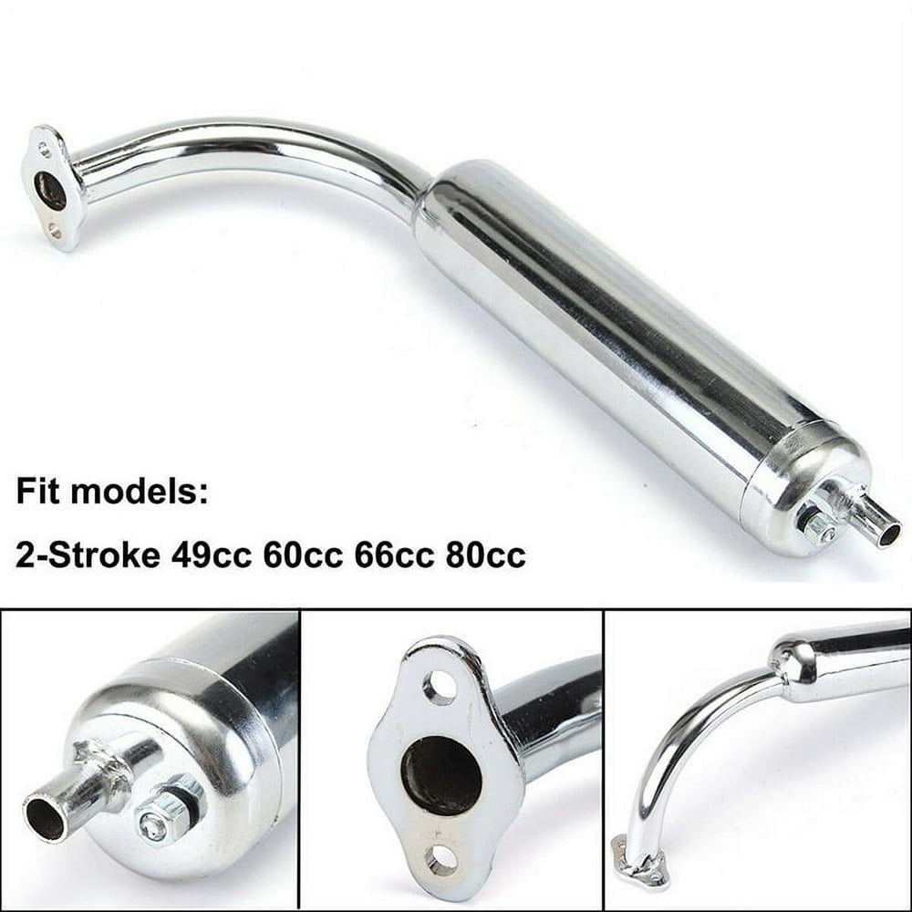 Chrome Muffler Exhaust Pipe 2-Stroke Motorized Bicycle Bike 49cc