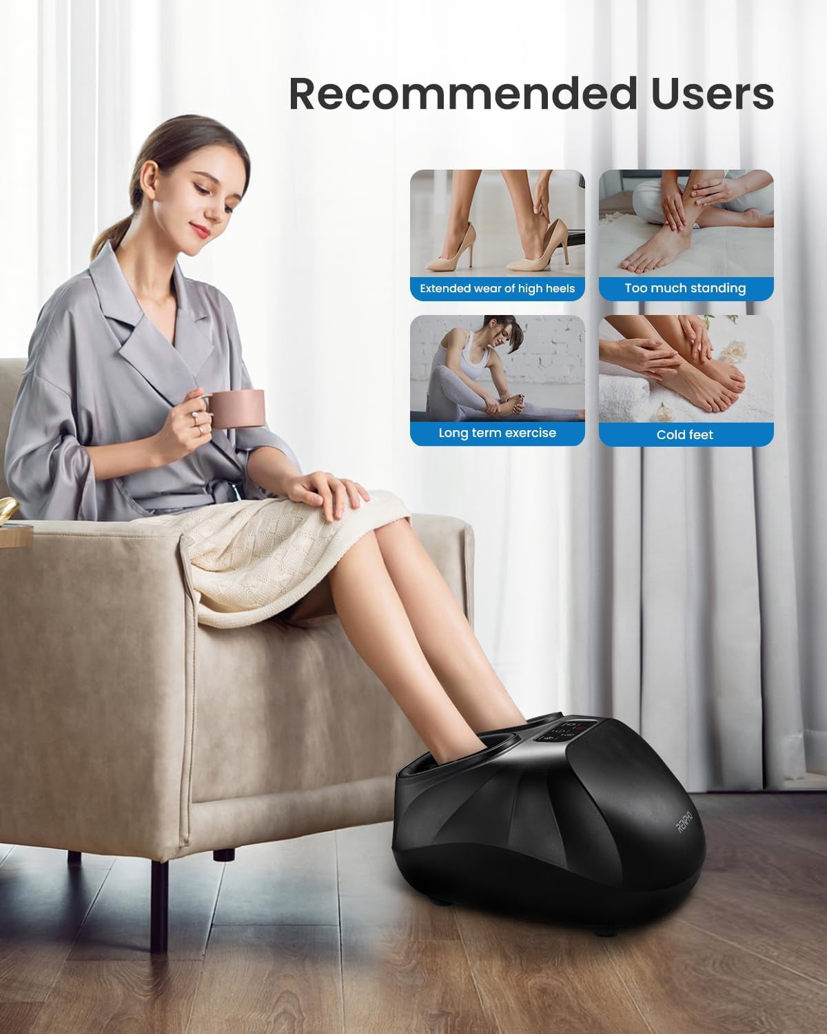 RENPHO Shiatsu Foot Massager with Remote, Foot Massager Machine with Heat, Relieve Plantar Fasciitis and Tired Muscles,  Mothers Day Gift for Mom Women, Fits Men feet Size up to 14