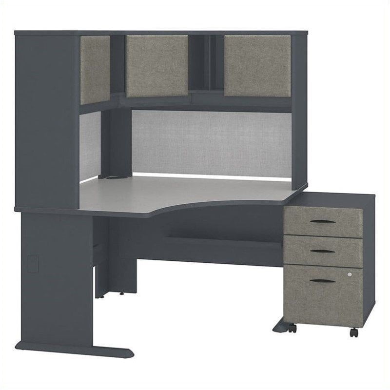 Bush Business Furniture Series A 48W Corner Desk with Hutch and Mobile