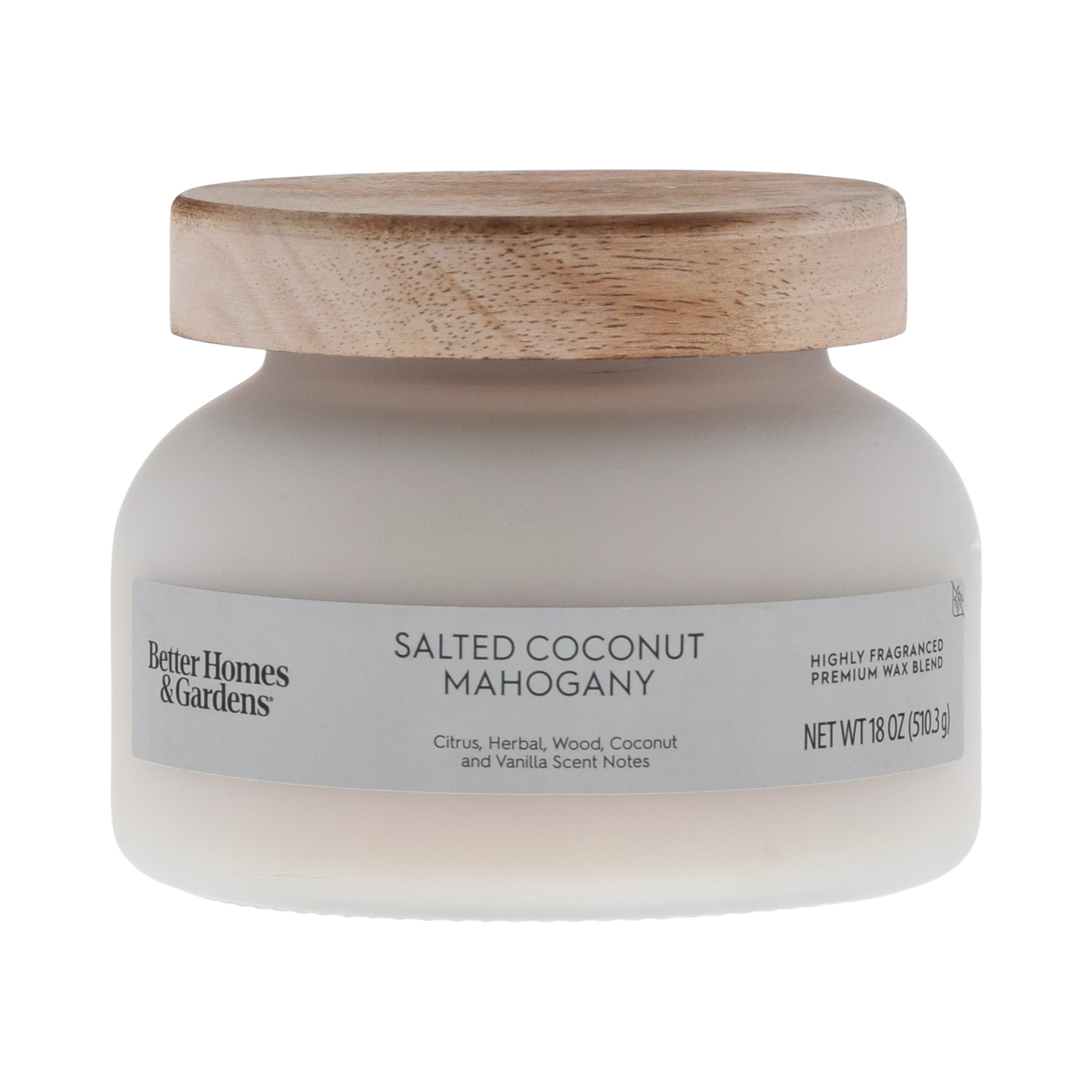 (4 pack) Better Homes and Gardens Salted Coconut Mahogany Scented 2-Wick Frosted Jar Candle 18oz.