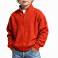 thumbnail image 2 of DJDLJWCJ Big Boys Zip Up Jacket Stand Collar Solid Color Long Sleeve Casual Sweatshirt Waffle Knit Outerwear for Fall Winter Red Size 11, 2 of 9