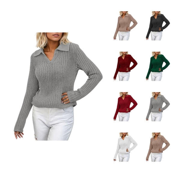 Women's Clothing Long Sleeve Pullover Knit Sweaters Casual Winter Teacher Wear Sweater Stylish Top For Outings Comfortable Fit Versatile Everyday Spring Fall And