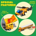 thumbnail image 6 of Joyfy 19 in 1 Die-cast Construction Toy Truck with Little Figures, Mini Construction Vehicles in Big Carrier Truck, Patrol Rescue Helicopter for Boys Aged 3+, 6 of 7