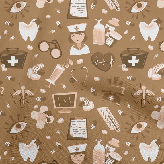 oneOone Georgette Viscose Brown Fabric Tool Sewing Material Print Fabric By The Yard 42 Inch Wide