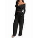 thumbnail image 3 of Conjuntos de Dos Piezas de Otoño para Mujer, Camiseta de Larga con Cuello en V y Pantalones Anchos, Conjuntos de Chándal Informal. Negro M, 3 of 8