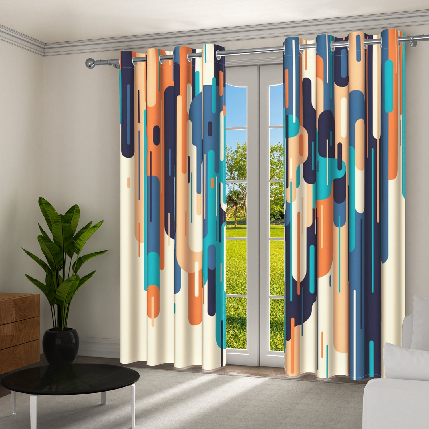 Aofoto Abstract Color Blackout Curtains , Ombre Grommet Top Window Curtains for Bedroom Living Room , 2 Panel , 52"x84"