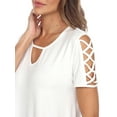 thumbnail image 5 of White Mark Women's Keyhole Neck Short Crisscross Sleeve Top, 5 of 5