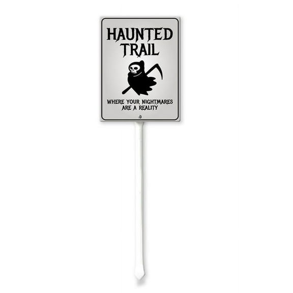 Eveokoki Halloween Yard Sign Haunted Trail Decorations Yard Signs Decorative Garden Stakes Aluminum Outdoor Lawn Signs for Halloween Party Yard Lawn Garden Decorations