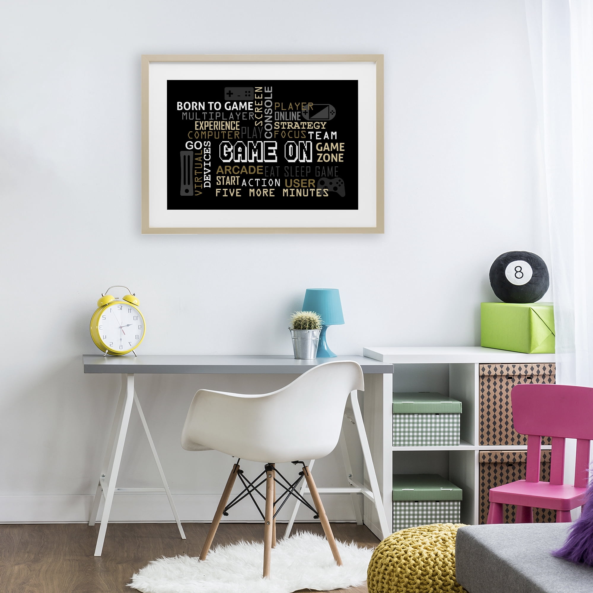Stupell Industries Game On Gamer Typography Birch Framed Print Under Glass, design by Kim Allen