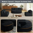 thumbnail image 3 of 144" Modular Boucle Sectional Sofa, Deep Seat Couch with 2 Curved Chaise Lounges & 5 Pillows, No Assembly, Black, 3 of 8