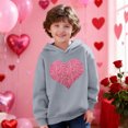 thumbnail image 2 of Fesfesfes Valentines Day Heart Print Hooded Pullover Long Sleeve Sweatshirt for Kids Boys Girls Casual Zip Up Hoodie with Pockets Cozy Fleece Tops for Children(Gray,13 Years), 2 of 8