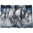thumbnail image 2 of GZHJMY White Horse Half Window Tier Curtains 24 Inch Blackout Thermal Insulating Kitchen Linen Tier Curtains for Kitchen,Bathroom,Cafe, 2 of 7