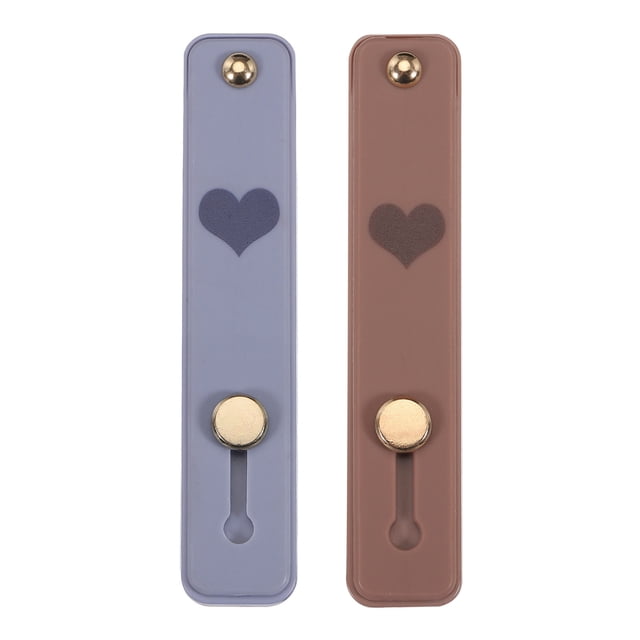 2 Pcs Soporte de dedo para teléfono, correa de silicona para teléfono para la mayoría de los smartphones en color marrón claro, azul grisáceo