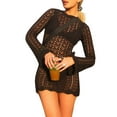 thumbnail image 1 of Women Cutout Dress, Long Sleeve Round Neck Backless Patchwork Casual Club Party Wrapped Dress, 1 of 3