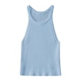 thumbnail image 4 of xfsWaSs Workout Tank Tops For Women Sleeveless Ribbed Knit Camisole Tank Top High Neck Cropped Basic T-Shirts Casual Summer Tops Trendy Summer Tops, 4 of 5