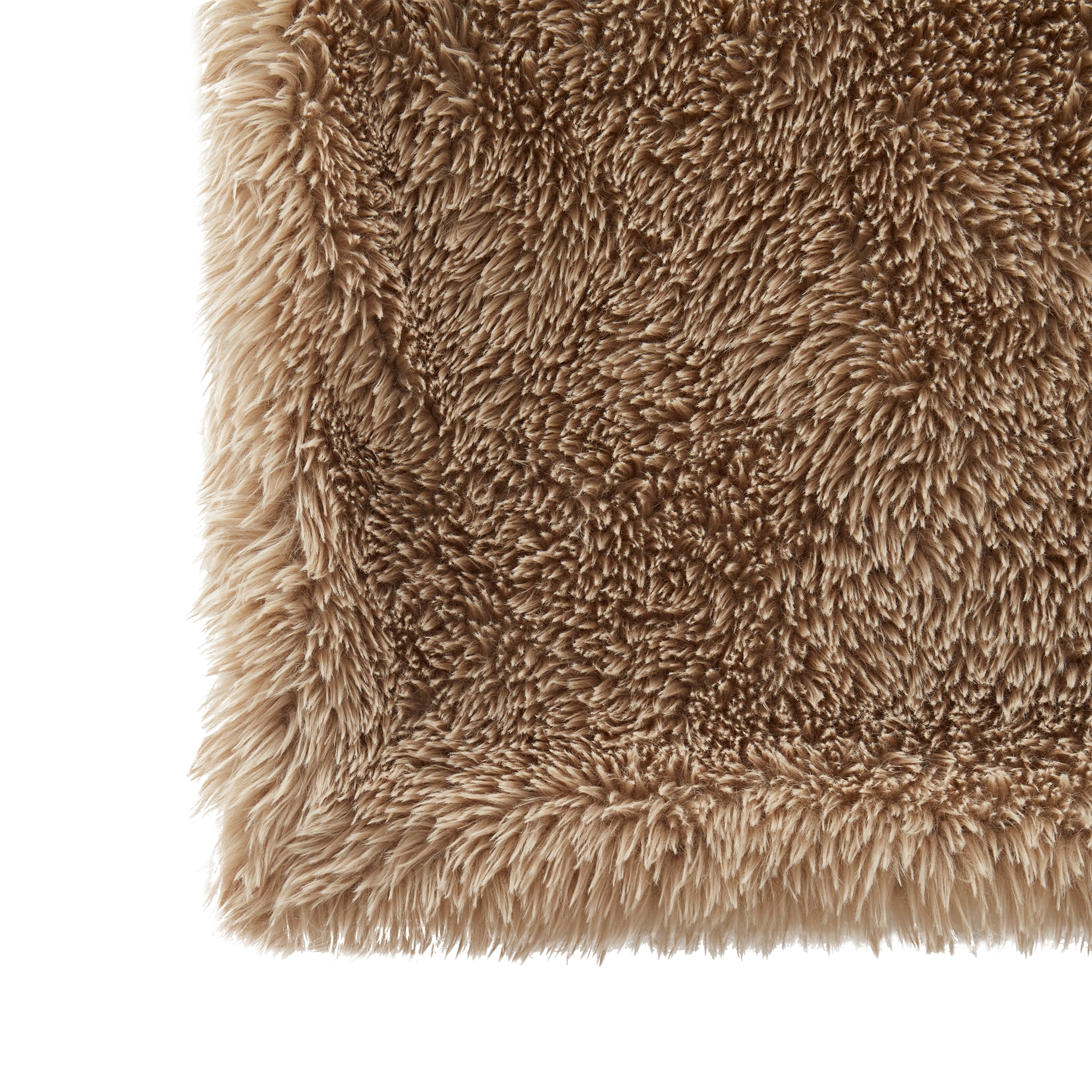 My Texas House Angel High Pile Faux Fur Throw Blanket Brown Rice
