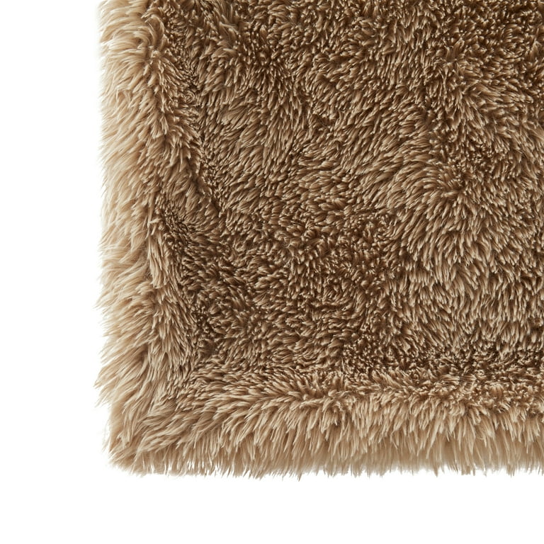 My Texas House Angel High Pile Faux Fur Throw Blanket Brown Rice Standard Throw Walmart
