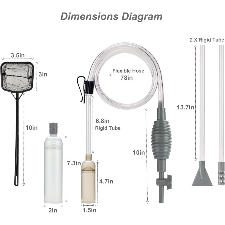 Aquarium Siphon Vacuum Cleaner Kit Dual Tubes Fish Net Ideal... Aquarium Siphon Vacuum Cleaner Kit Dual Tubes Fish Net Ideal...