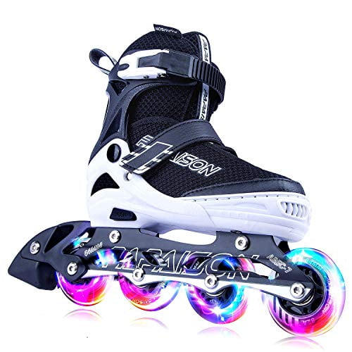 Full Protection for Indoor Outdoor Fun Illuminating Roller Skates for Kids Boys and Ladies Beginner Skates Adjustable Roller Skates with 8 Light up Wheels for Girls 