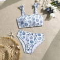 thumbnail image 2 of Tfken Swimsuit Set Outfits For Teen Girls Summer Swim Beach 2 Piece Swimming Bikini Vest With Trunks Set Swimwear Quick Dry Ocean Print Chlid Breathable Bathing Suits Size 10-11 Years White, 2 of 7