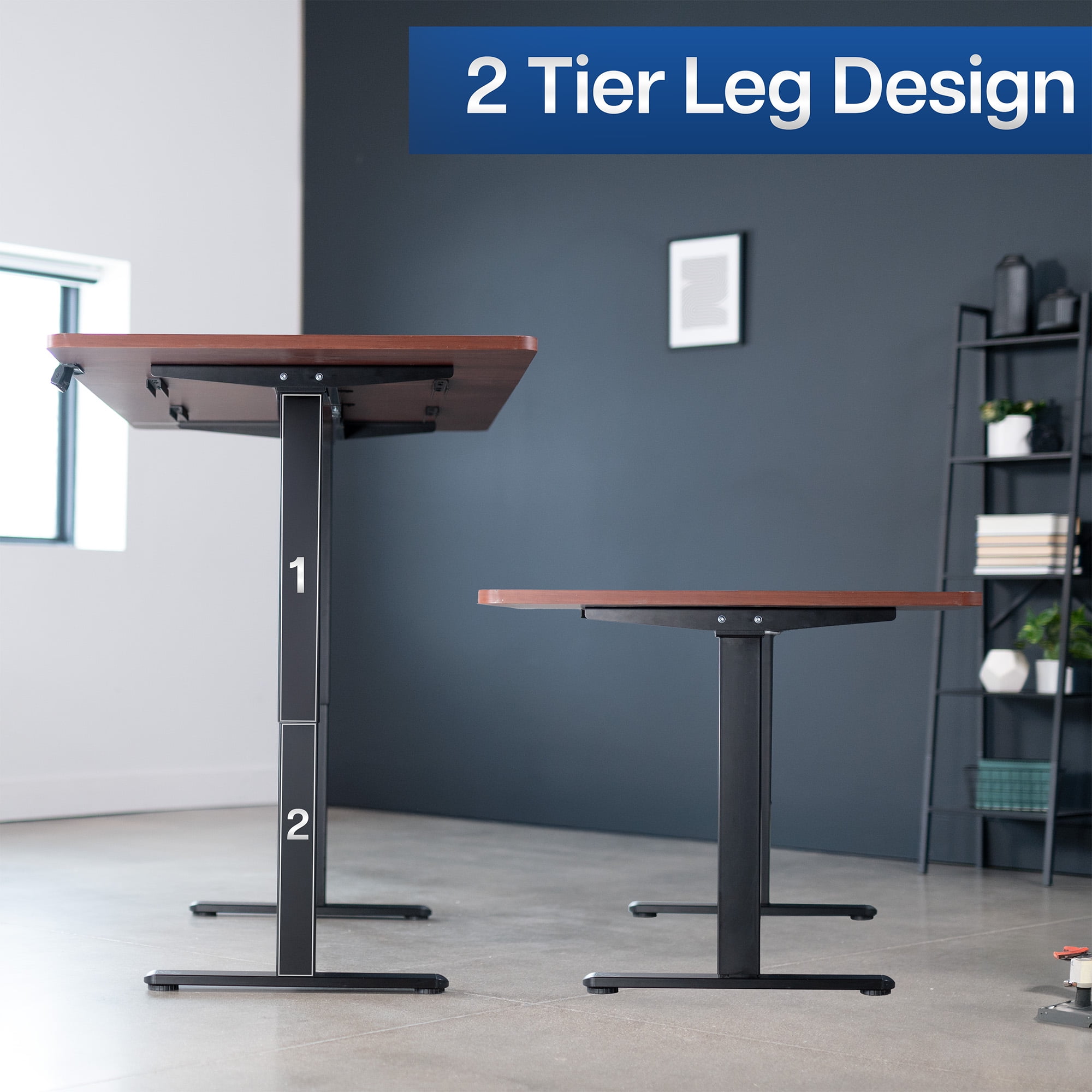 VIVO Electric Dual Motor 71” x 36” Standing Desk, Dark Walnut Top, Black Frame