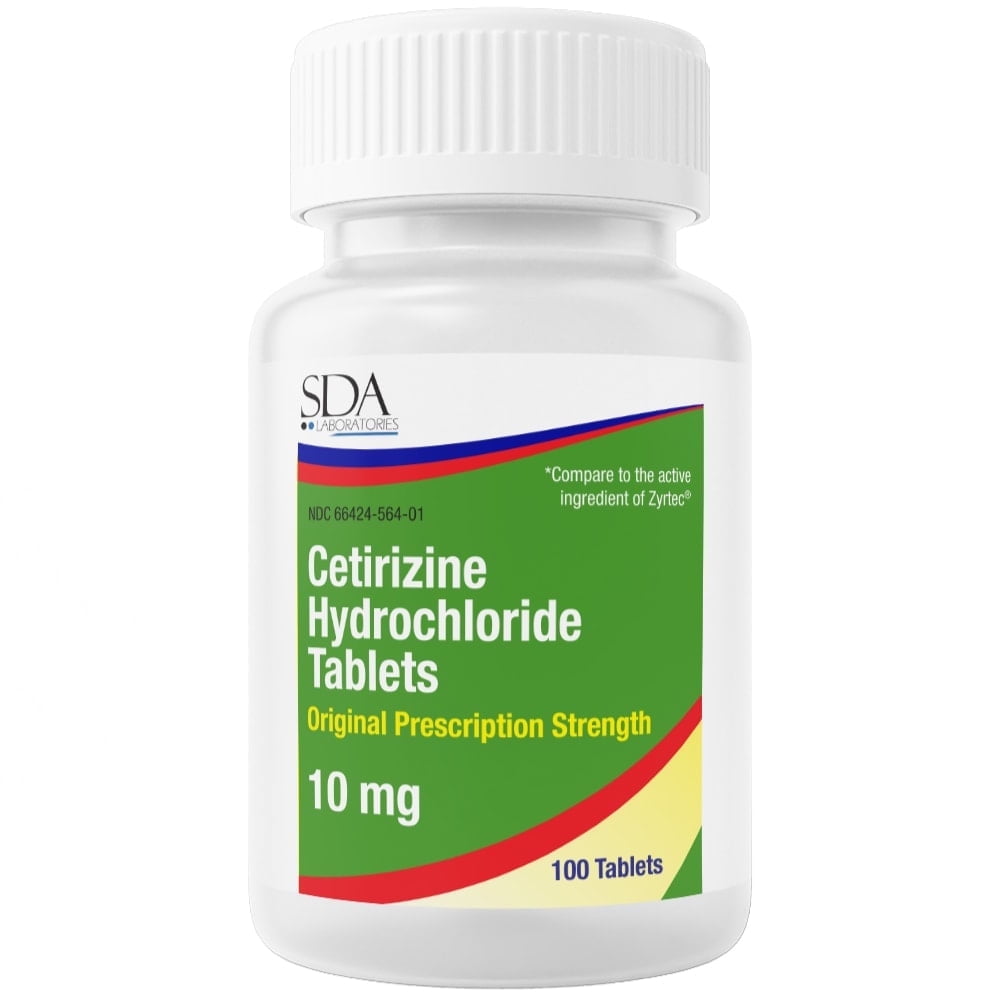SDA Laboratories | Allergy Relief Cetirizine HCL 10mg 100 count Tablets | 1PK