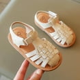 thumbnail image 4 of LADIGASU SummerGirls' Hollow Woven Sandals With Toe Caps Princess Shoes able Soft Soled Casual Beach Shoes, 4 of 9