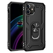 iPhone 12 / 12 Pro Military Grade Case, with 360 Metal Rotating Ring Kickstand Holder, Built-in Car Mount Armor, and Heavy Duty Shockproof Cover