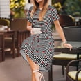 thumbnail image 3 of Balery Ladybugs on Black and White Striped Pattern Womens Dresses Loose Short sleeve Sundresses Swimsuit Coverup 2025 Summer Casual Dress for Women - A-Line Swing Dress, 3 of 6