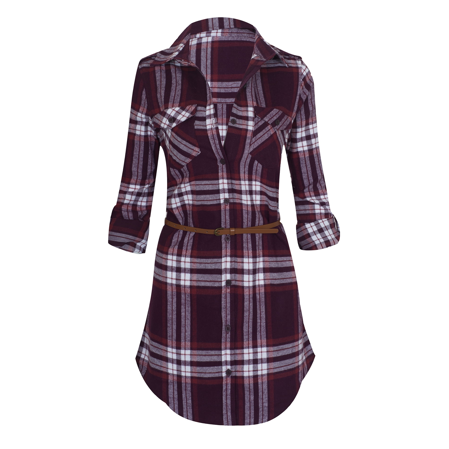 button down plaid dress