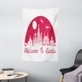 thumbnail image 1 of Russian Tapestry, Monochrome Russian Architecture City Hallmarks Skyline Welcoming Pattern, Wall Hanging for Bedroom Living Room Dorm Decor, 40W X 60L Inches, Dark Pink and White, by Ambesonne, 1 of 2
