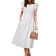 thumbnail image 1 of Vestido sencillo a rayas, midi, de verano, línea A, boda, blanco, 1 of 5