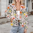 thumbnail image 3 of Jackets for Women Winter Coat Jackets Flannel Stand Collar Jacket(Pretty Pastel Floral Garden Art,Size:S-4XL), 3 of 7