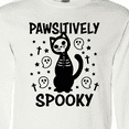 thumbnail image 4 of Inktastic Pawsitively Spooky Skeleton Cat with Ghosts and Crosses Long Sleeve T-Shirt, 4 of 5