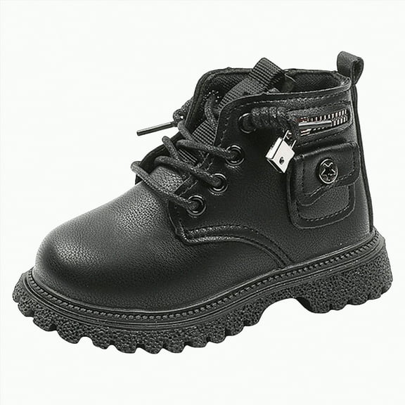 Gvdentm Girls Dress Boots Size 1 Walking Shoes Wide Walker Boots - Walk Training Shoes Unisex Boots for Toddler Boys(Black,9)