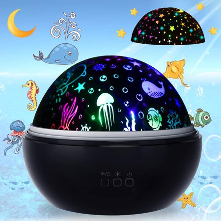 Colorful Ocean Night Light Projector Moon Lamp, Sea Animals Star Moon ...