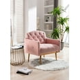 thumbnail image 2 of Modern Accent Chair, Leisure Single Sofa Chair with Rose Golden Feet, Teddy Upholstered Armchair with Highback, Reading Lounge Armchair Side Chair Furniture for Bedroom Living Room, Pink, 2 of 8