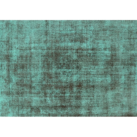 Ahgly Company Machine Washable Indoor Rectangle Oriental Turquoise Blue Industrial Area Rugs, 5' x 8'