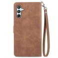 thumbnail image 5 of Wallet Case For Samsung Galaxy A15,Decase Elegant Style Embossed Flower Pattern PU Leather Premium Designed Phone Covers Flip Strap Zipper Card Holder Case with Wristband Strap,Brown, 5 of 6
