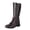 Brown, variant on Knee High Boots For Women Round Toe Front Lace Up Triple Buckle Strap Flat Combat Boot Footwear For Punk Street And Casual Outdoor Use