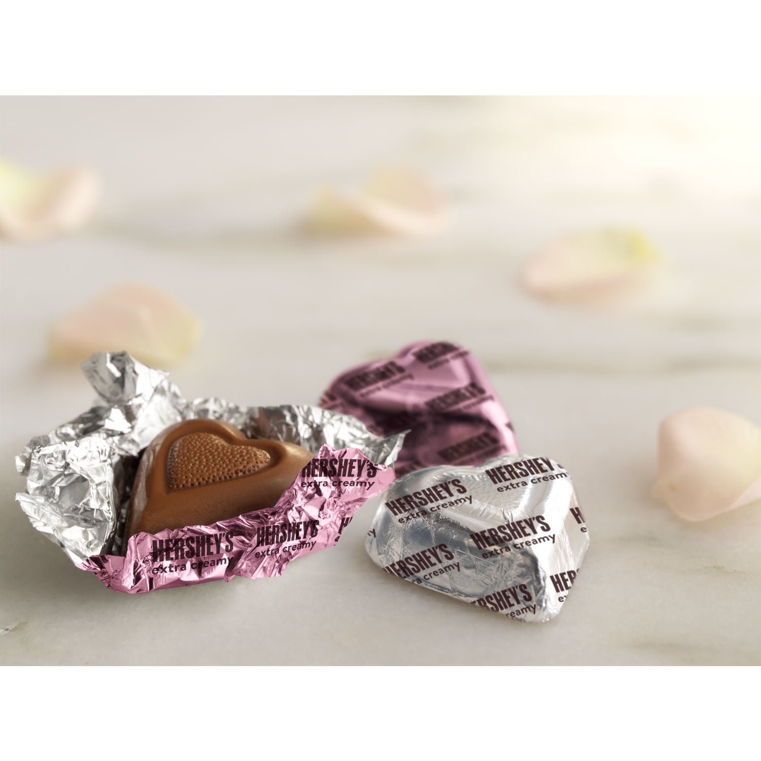 HERSHEY'S Extra Creamy Milk Chocolate Hearts, Valentine's Candy Bag, 9.2 oz