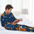 thumbnail image 6 of Salouo Funny Steam Train Print Button-Front Long Sleeve Pajama Set for Men, Soft 2Pjs Men's Long Sleeve Sleepwear-Medium, 6 of 7