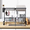 thumbnail image 2 of Escurridor para trastes de acero con dos niveles, espacio para organizar platos, cuchillos y utensilios, ganchos resistentes para colgar palas, ahorrador de espacio. 85 cm ideal para 2 tinas Brandtrendy Escurridor Doble 85, 2 of 6