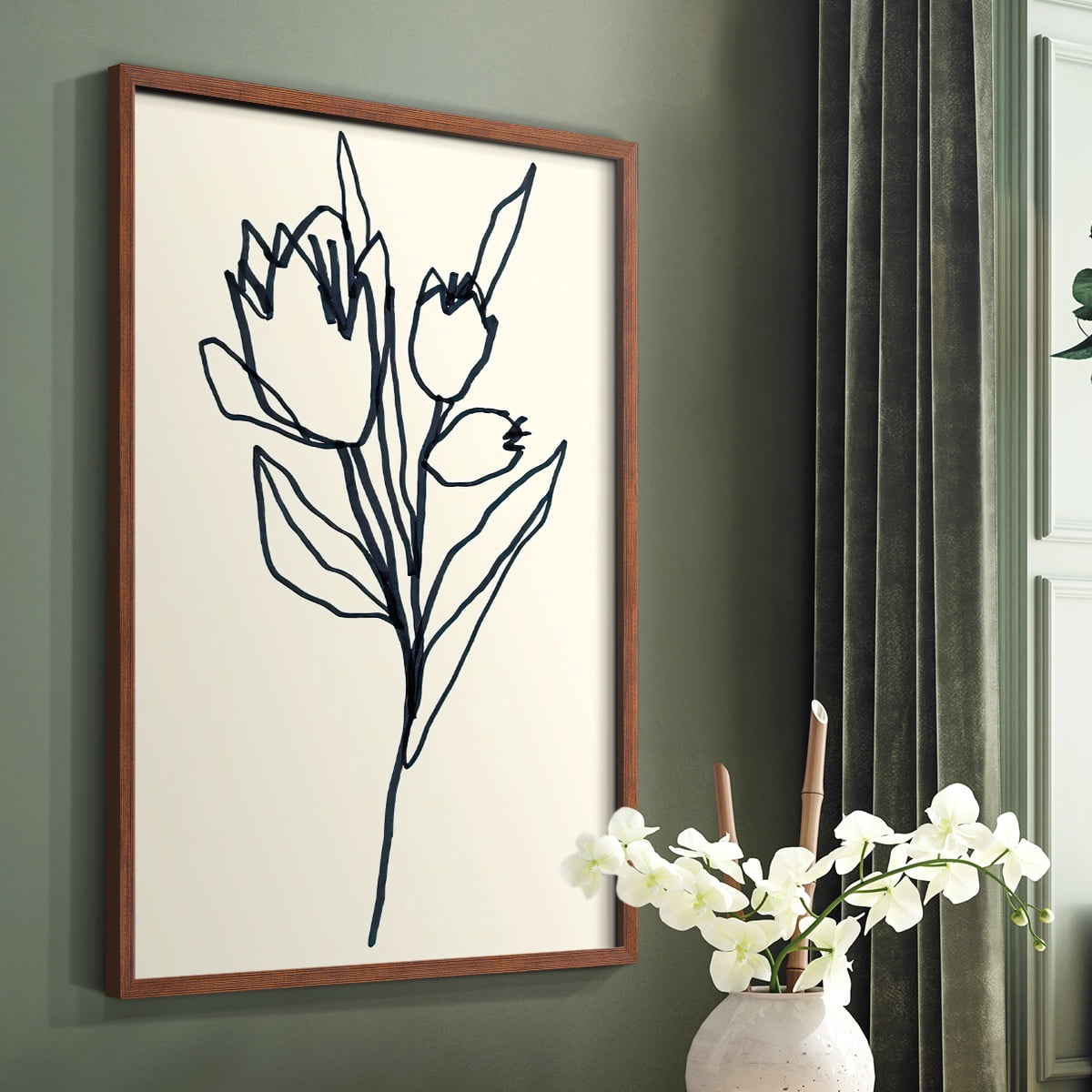 Floral Marker II in Paper Solid Wood 11 x 14 Framed Print