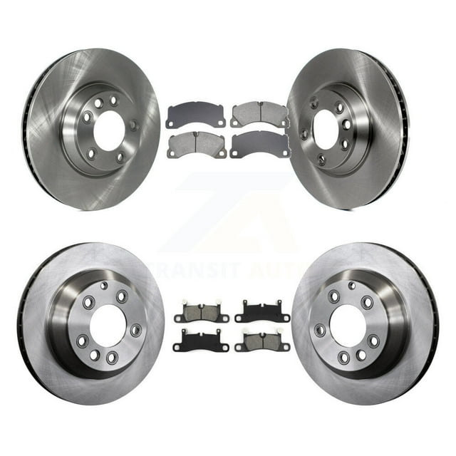 Transit Auto Front Rear Disc Brake Rotors and Semi-Metallic Pads Kit (6Pc) for Car Porsche Cayenne with 350mm Diameter Rotor K8S-104090