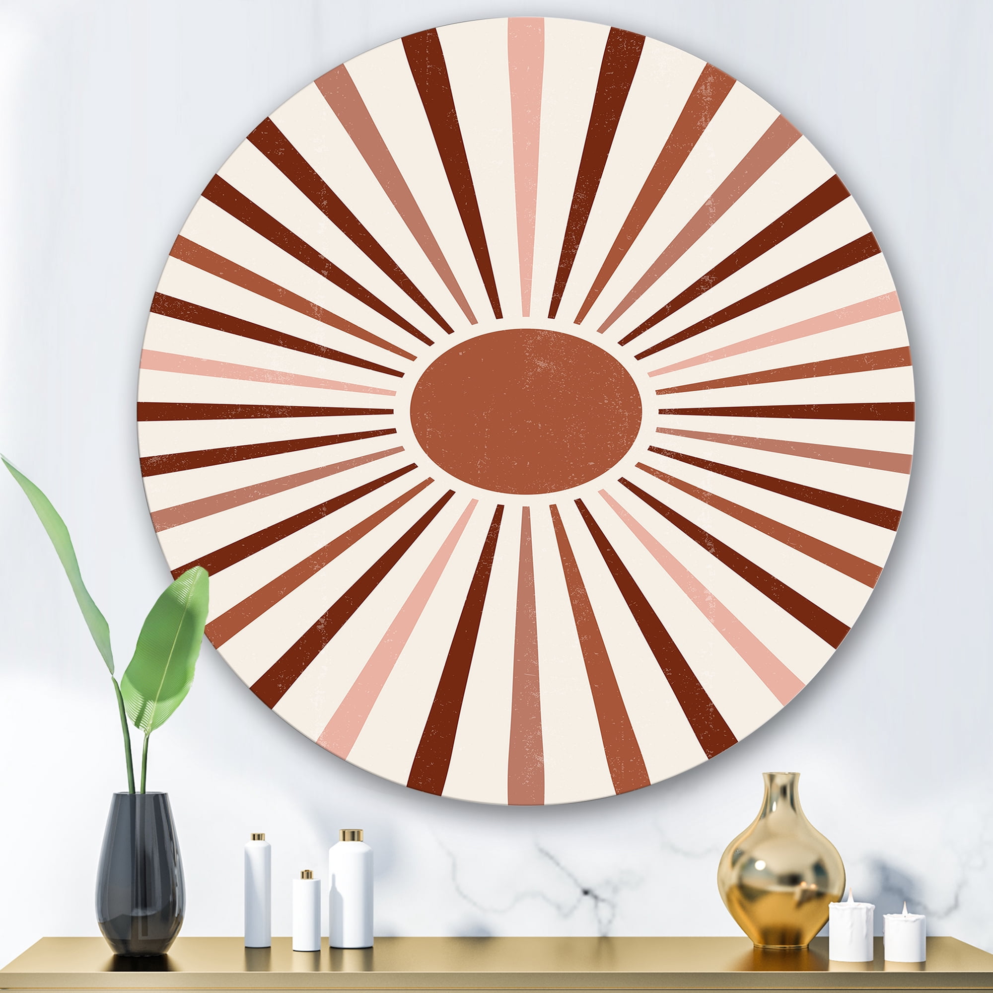 Designart 'Radiant Geometric Sun' Modern Circle Metal Wall Art 36x36 - Disc of 36