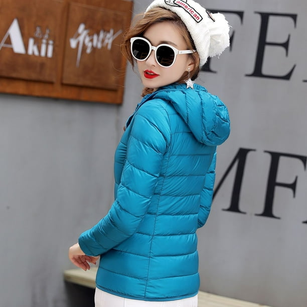 Chaqueta de plumón ligera para mujer, versión con capucha, chaqueta de plumón de pato blanca corta para mujer, chaqueta de plumón ligera para mujer