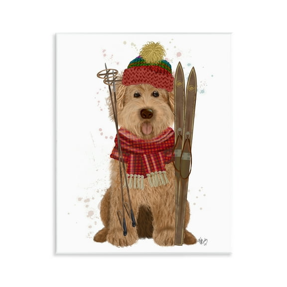 Stupell Industries Dog with Winter Skis Animals & Insects Painting Unframed Art Prints Wall Art, 11 x 14